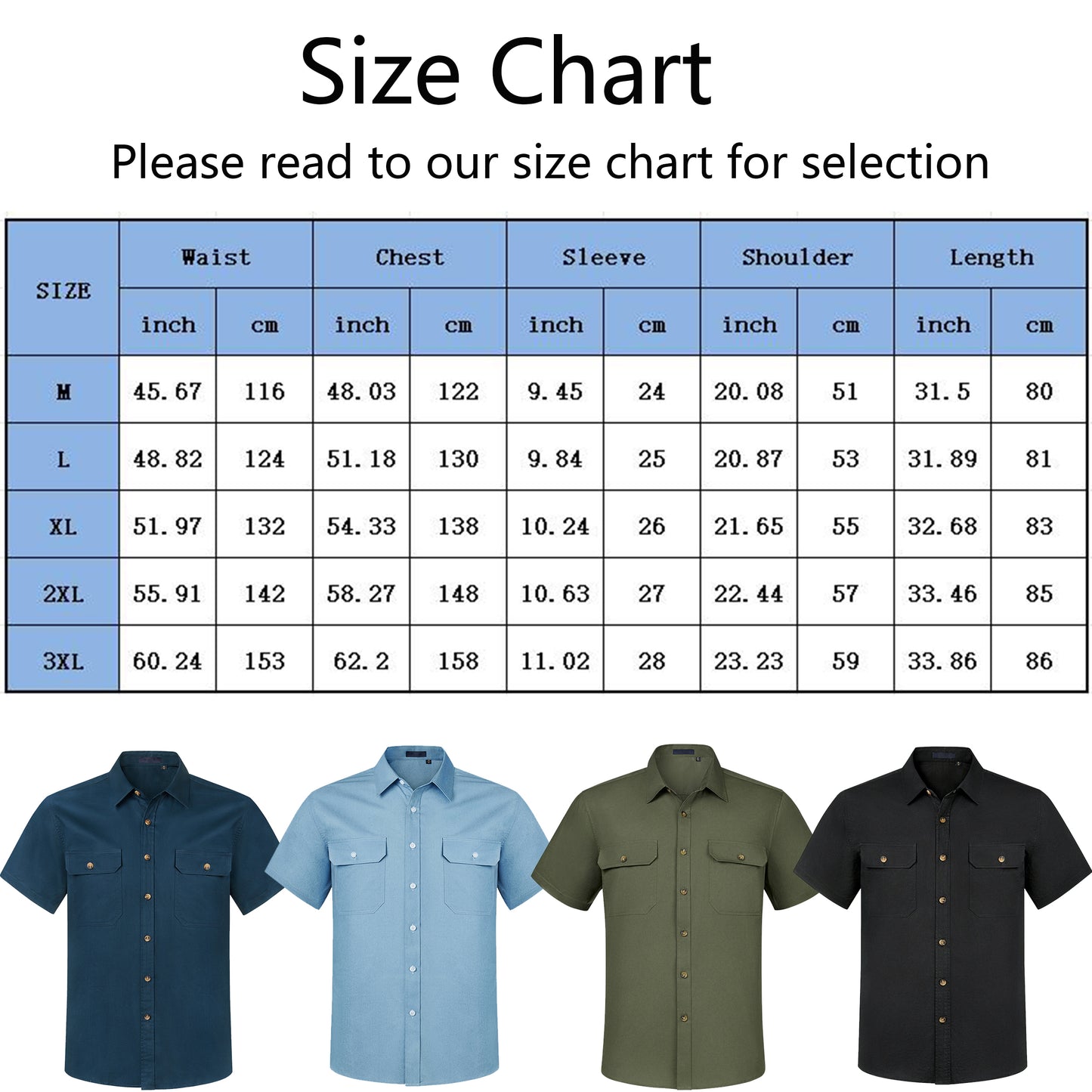 Men's Shirts Button Down Short Sleeve Shirts Relaxed Fit Casual Work Shirts with Two Pockets