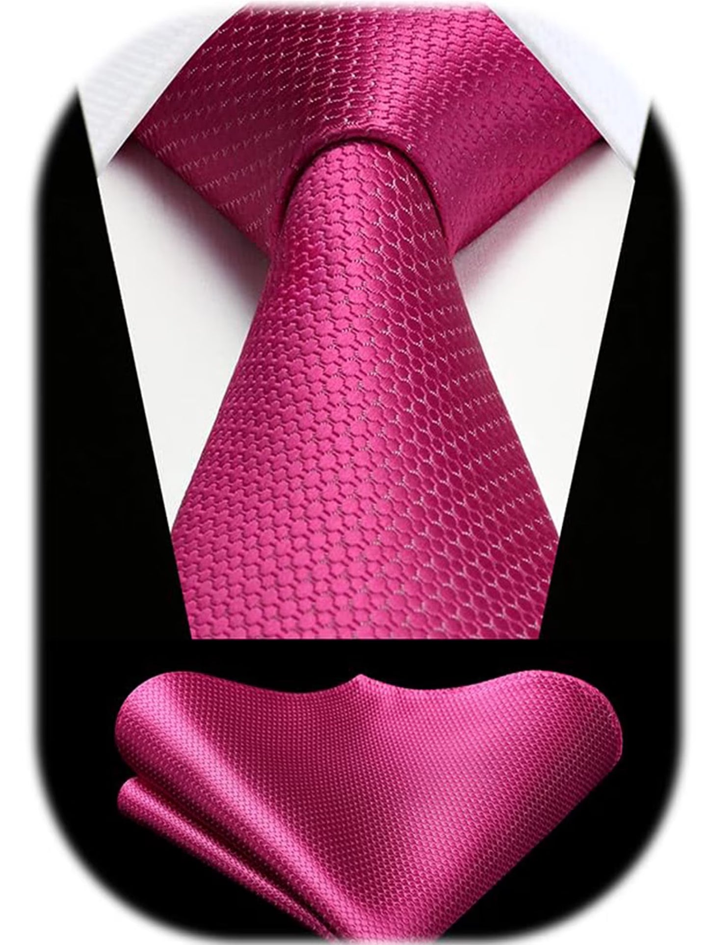 Black Plaid Mens Ties Handkerchief Elegant Formal Necktie & Pocket Square Set Wedding Ties for Men