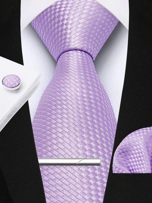 Men Formal Plaid Ties Set Business Neckties Pocket Square Cufflinks Tie Clip Set Wedding