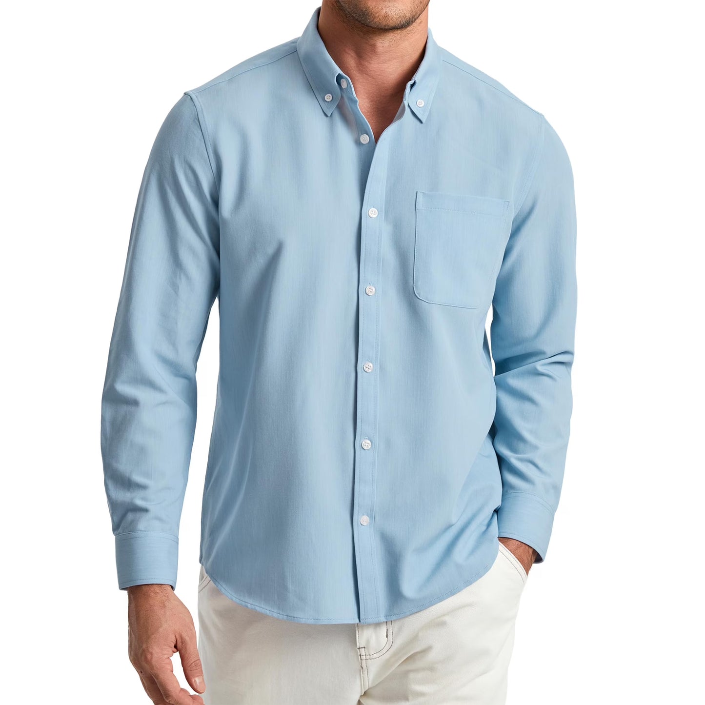 Mens Denim Shirt Western Cowboy Shirts Work Button up Long Sleeve Fall Casual Shirts