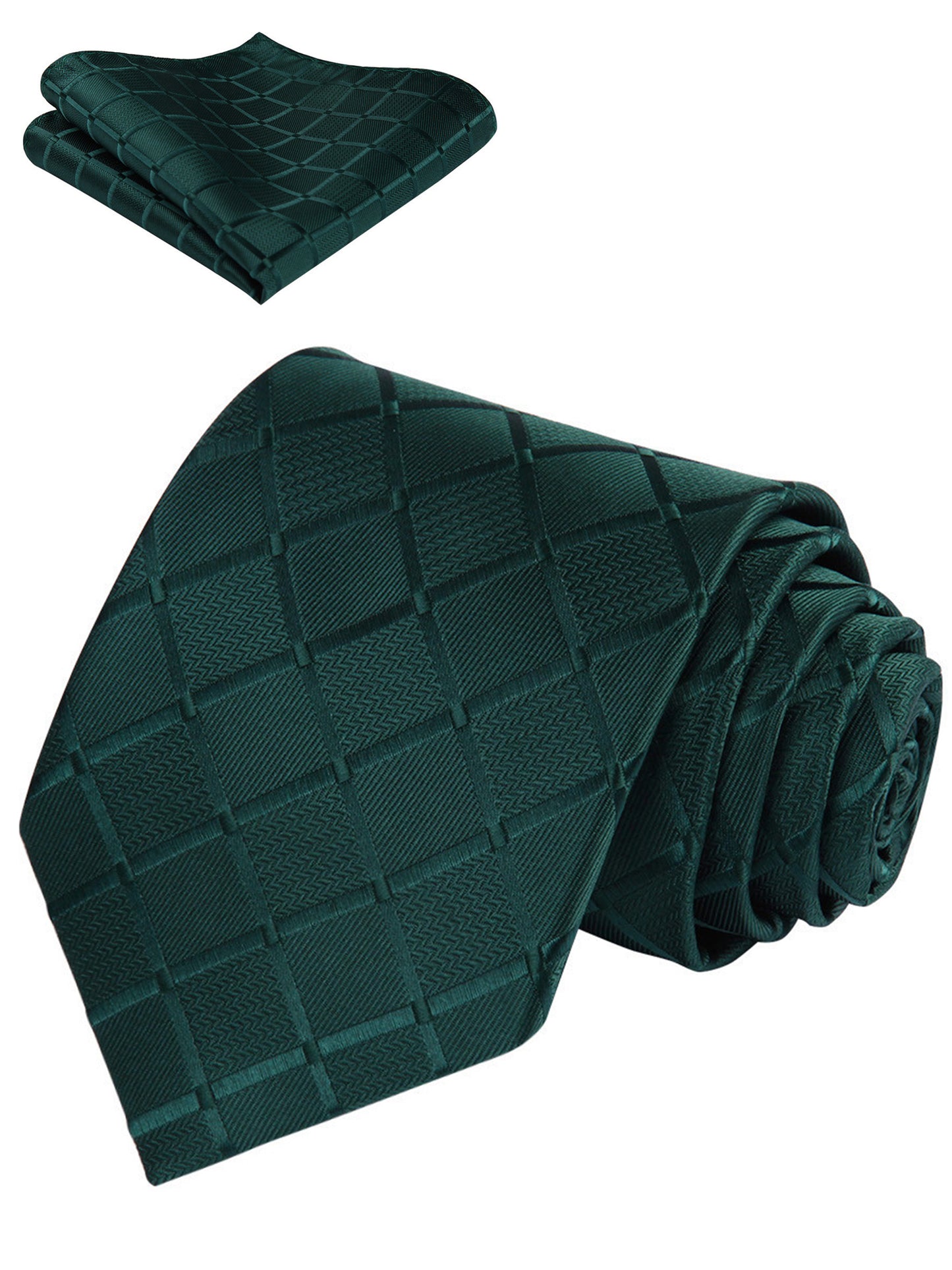 Ties for Men Plaid Checkered Tie with Handkerchief Set Classic Business Formal Neckties