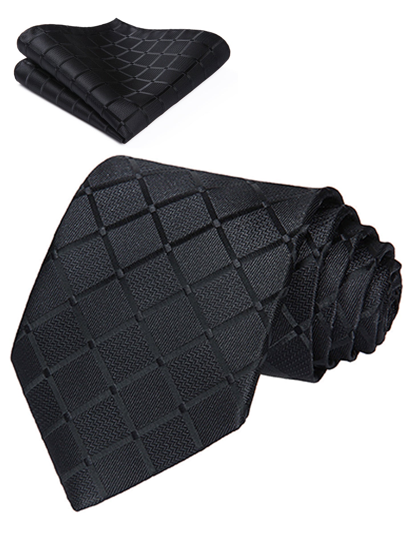 Ties for Men Plaid Checkered Tie with Handkerchief Set Classic Business Formal Neckties