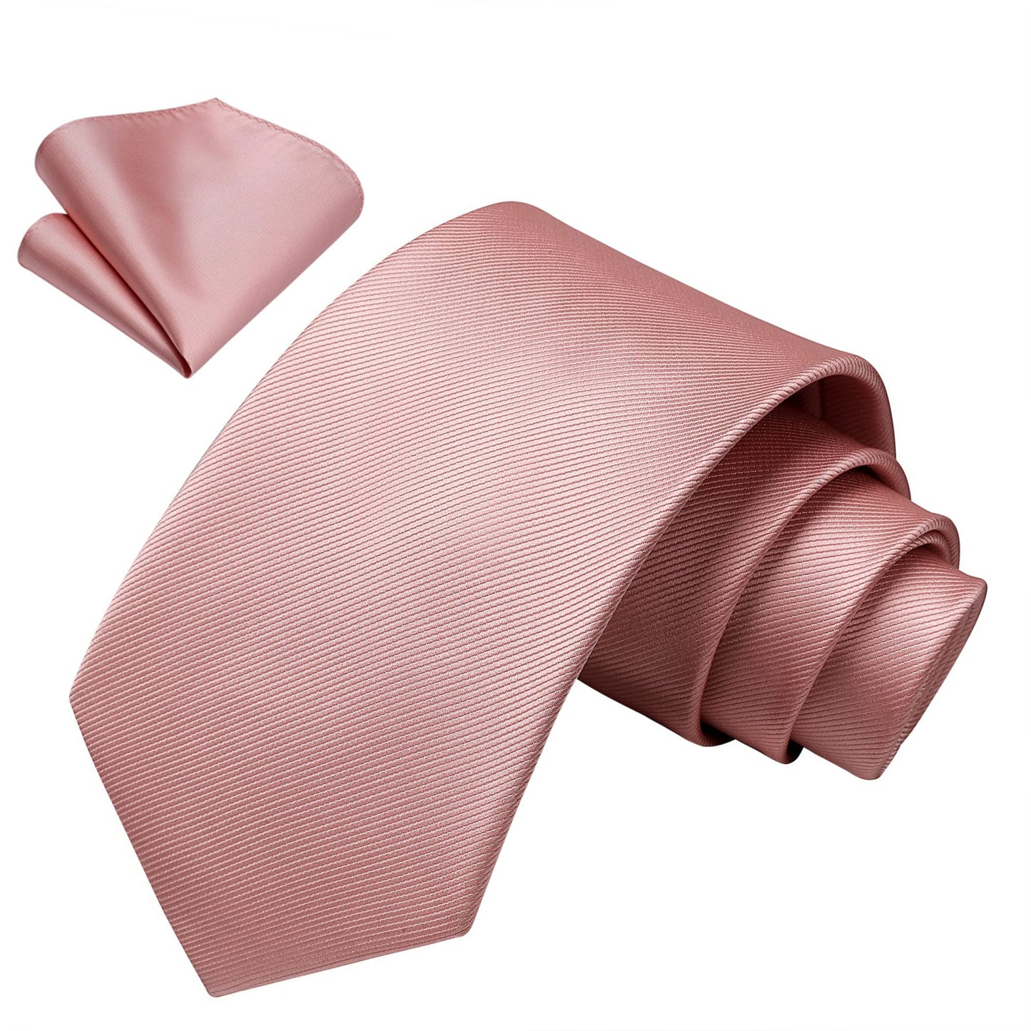 Hot Pink Mens Ties Classic Satin Necktie & Pocket Square Set with Gift Box Business Wedding Silk Tie