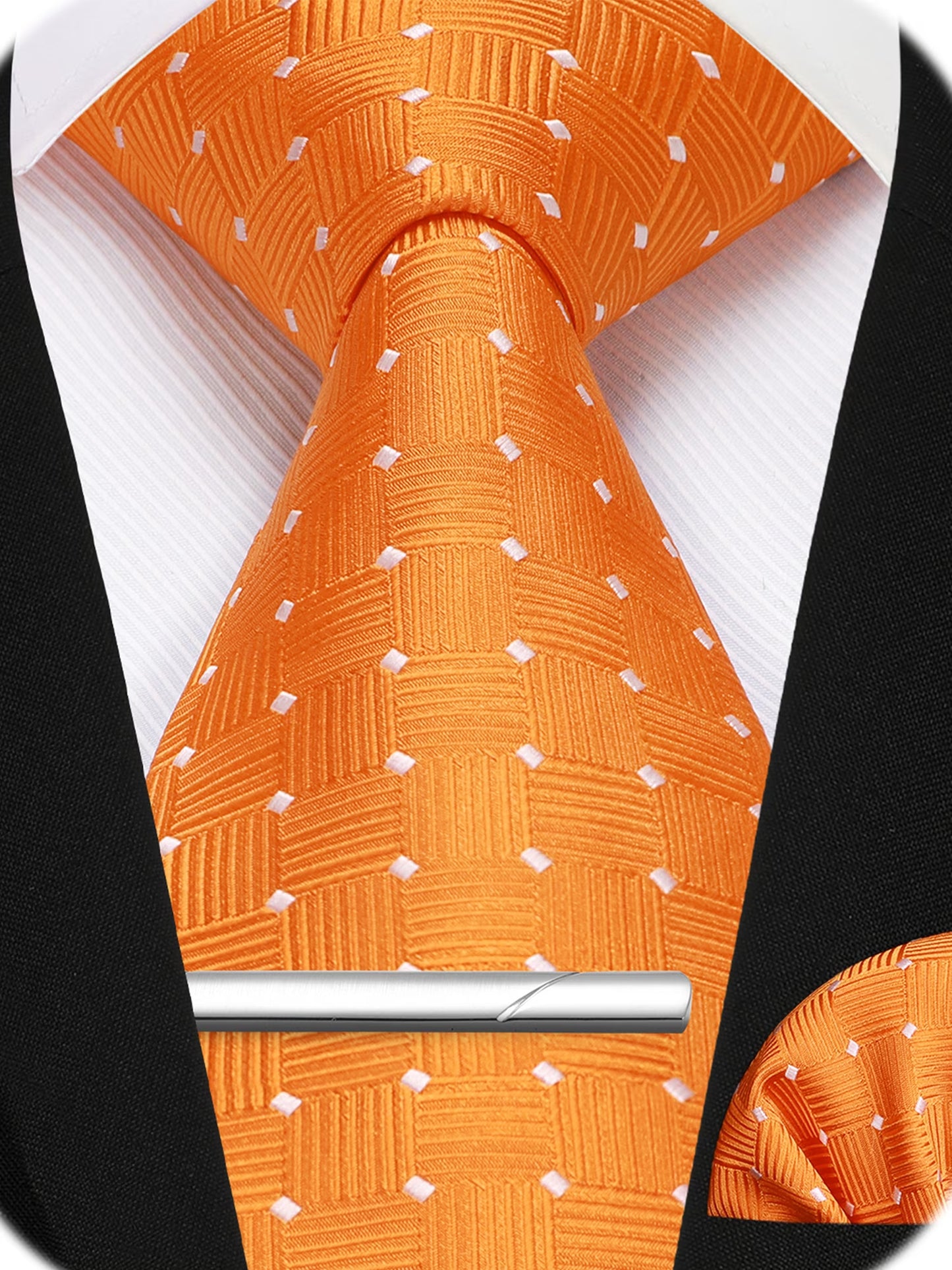 Men Formal Plaid Ties Set Business Neckties Pocket Square Cufflinks Tie Clip Set Wedding