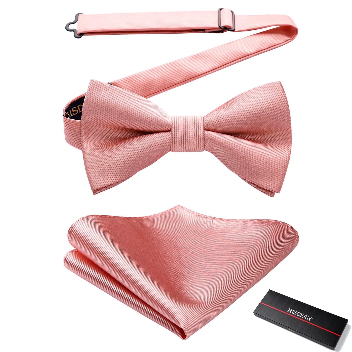 Bow Ties Solid Color Pre-tied Bowtie Pocket Square Set Formal Wedding Party