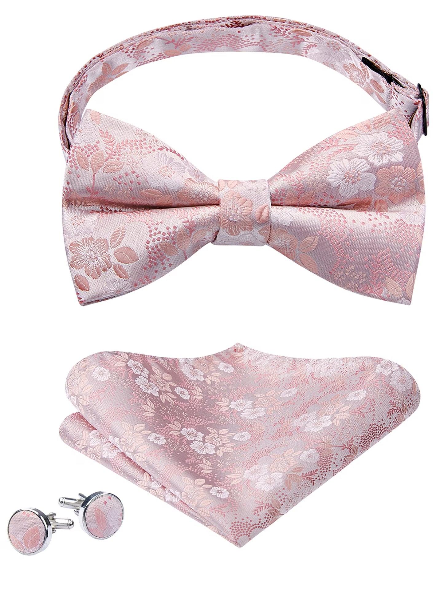 Bow Tie for Men Paisley Pretied Bowties Adjustable Tuxedos Bowtie Handkerchief Cufflinks Set