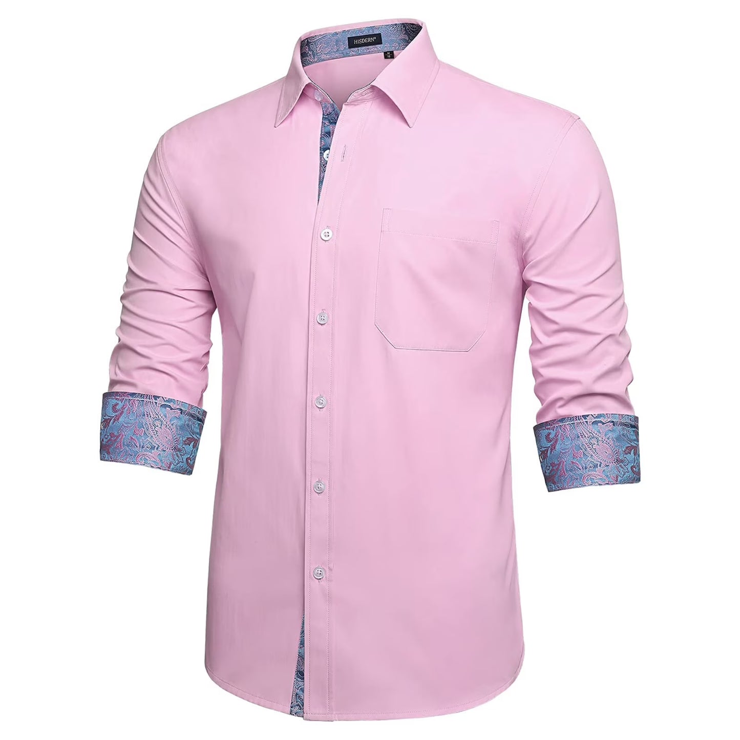Men Formal Dress Shirts Long Sleeve Shirt Casual Button Down Shirt Wedding Shirt Blue Paisley