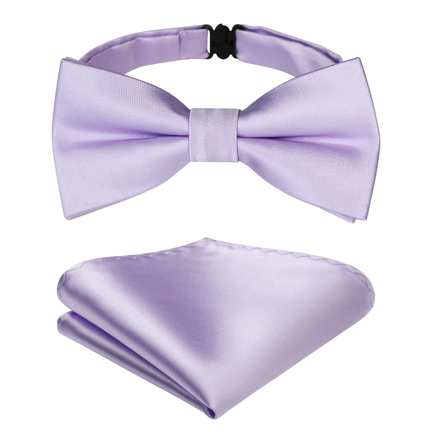 Bow Ties Solid Color Pre-tied Bowtie Pocket Square Set Formal Wedding Party