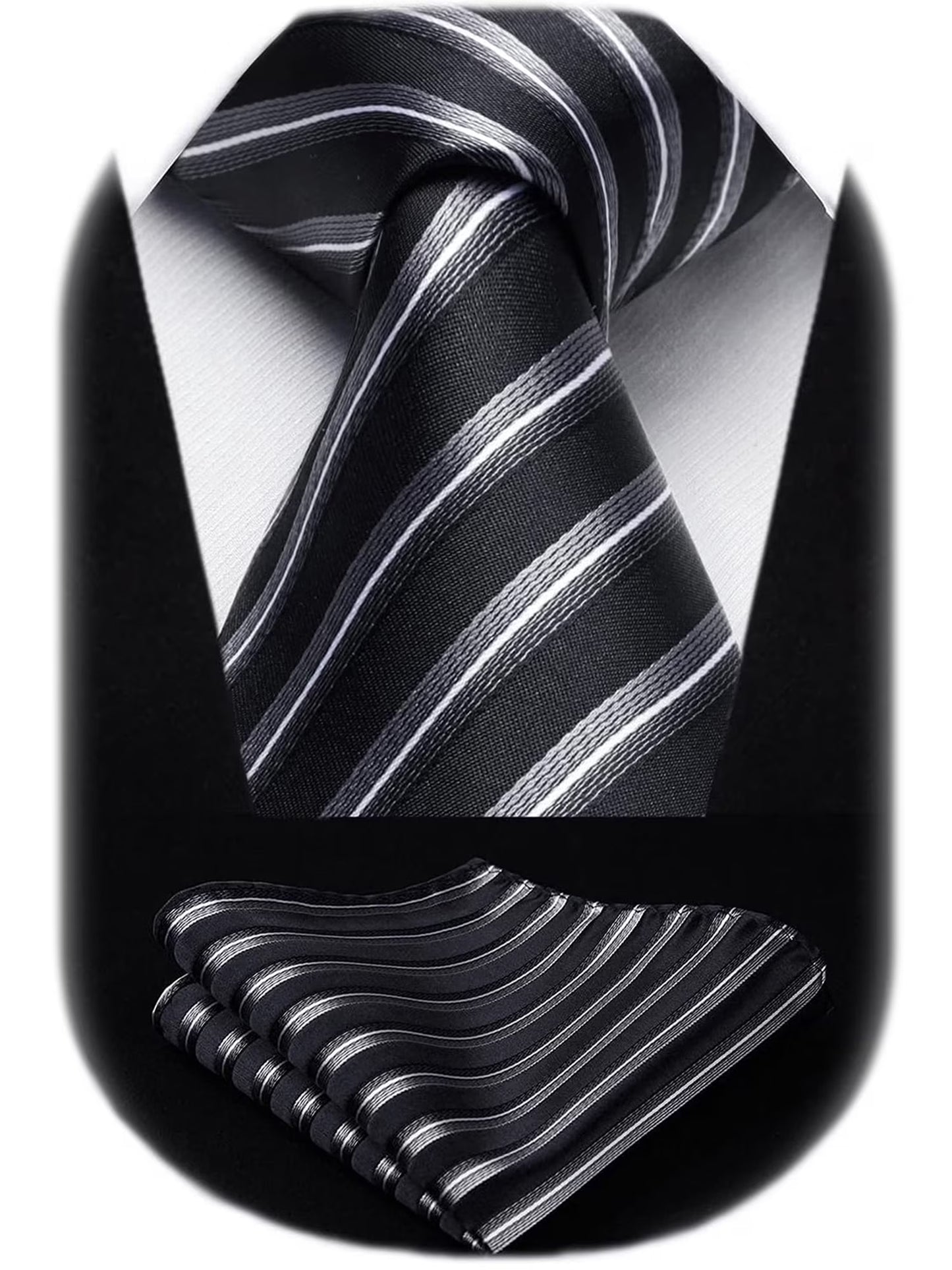 HISDERN Ties for Men Paisley Tie and Pocket Square Woven Classic Floral Mens Ties Handkerchief Set