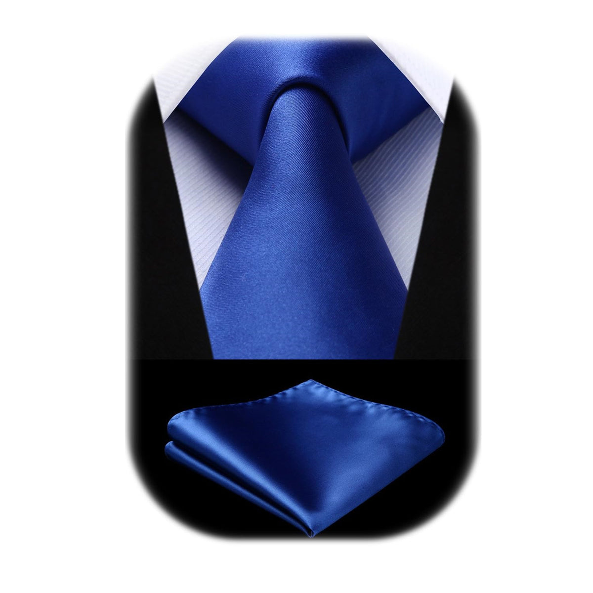HISDERN Mens Solid Color Ties Formal Satin Necktie and Pocket Square Set Classic Tie