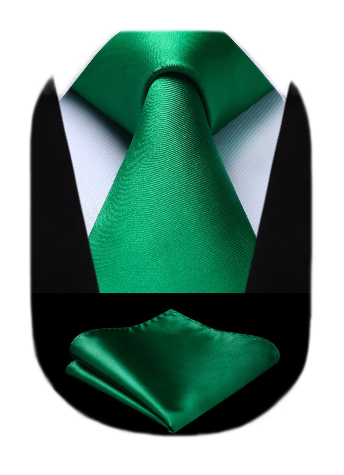 HISDERN Mens Solid Color Ties Formal Satin Necktie and Pocket Square Set Classic Tie