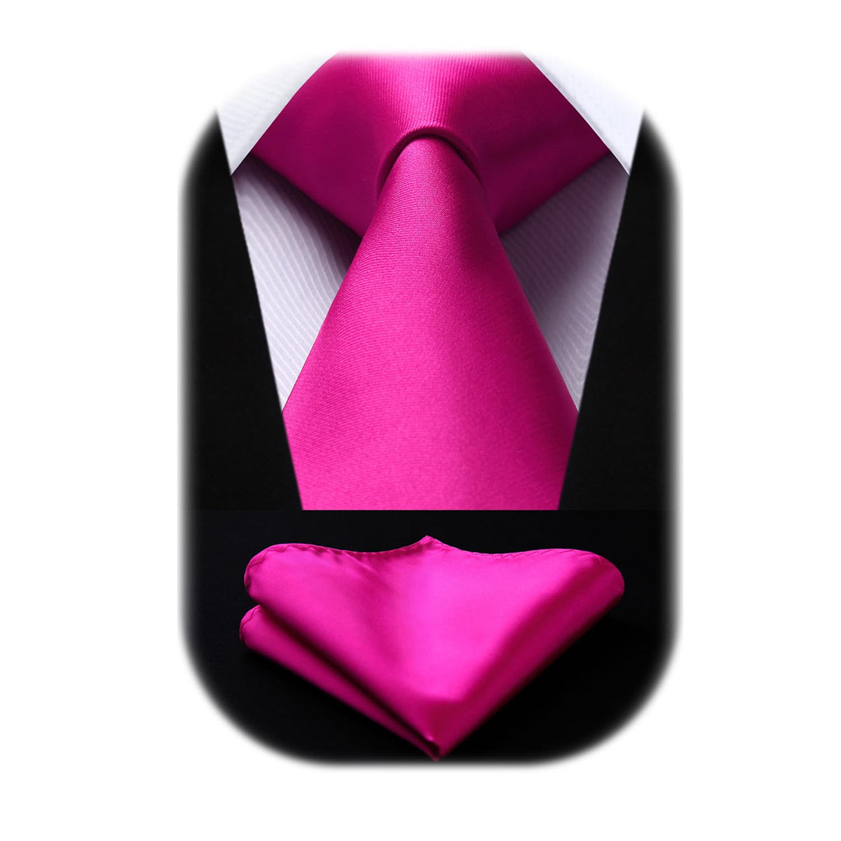 HISDERN Mens Solid Color Ties Formal Satin Necktie and Pocket Square Set Classic Tie