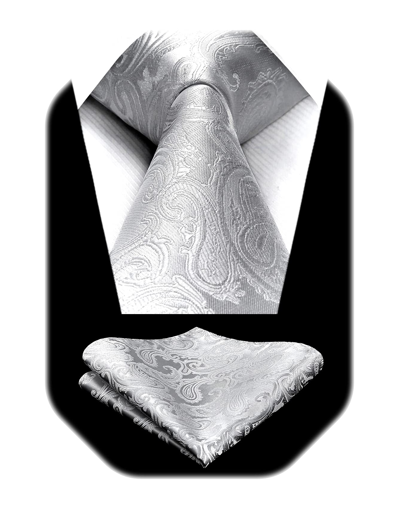 HISDERN Paisley Ties for Men Neckties and Pocket Squares Set for Formal Party Wedding