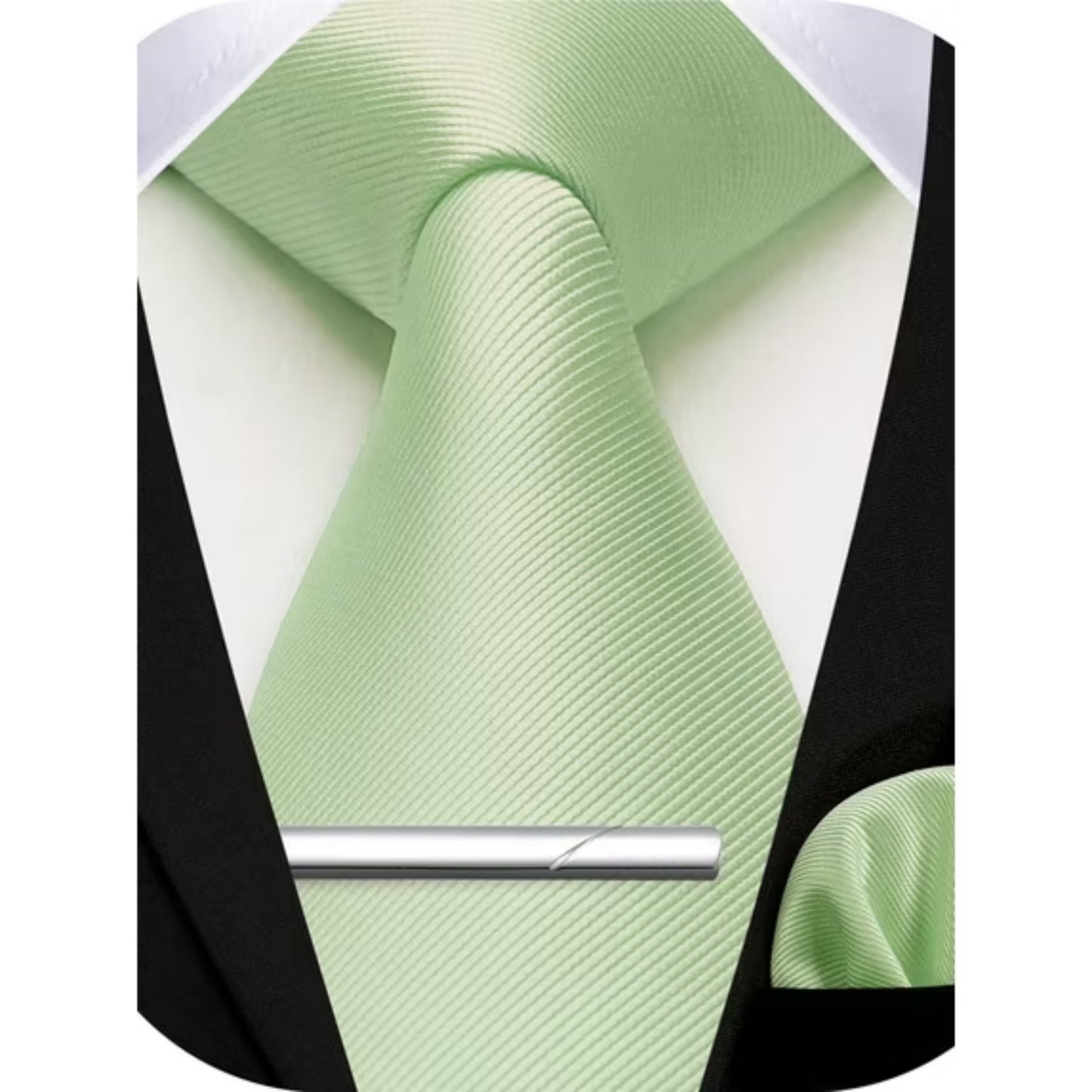HISDERN Mens Solid Color Ties Formal Satin Necktie and Pocket Square Set Classic Tie