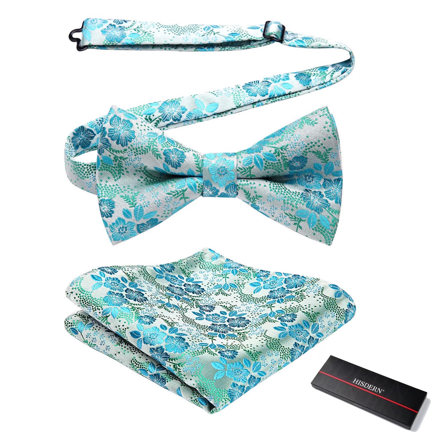 Bow Ties Solid Color Pre-tied Bowtie Pocket Square Set Formal Wedding Party