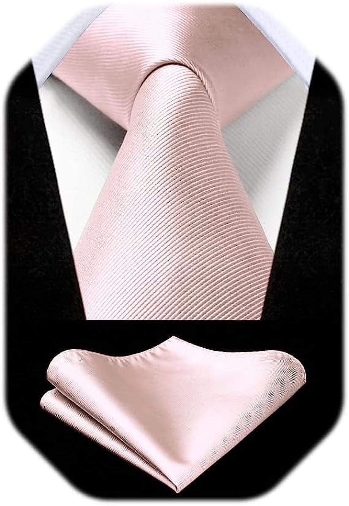 HISDERN Solid Color Ties for Men Business Tie and Pocket Square Set Classic Satin Mens Wedding Necktie,green Emerald Dark