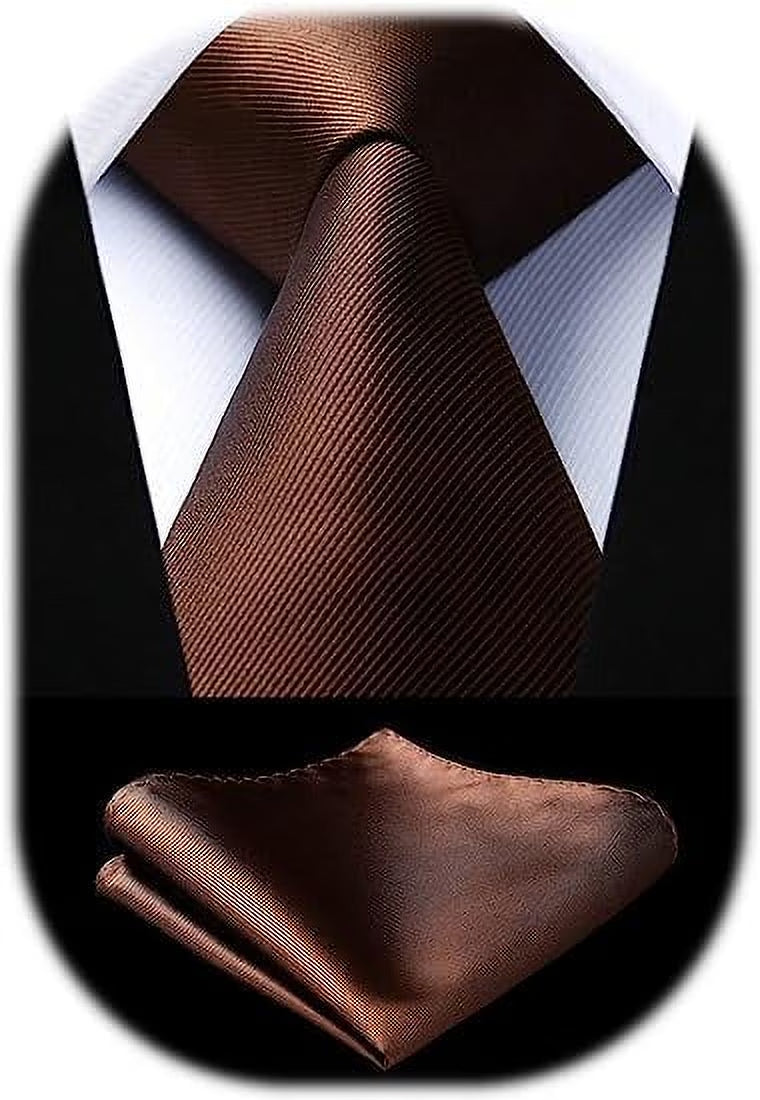 HISDERN Solid Color Ties for Men Business Tie and Pocket Square Set Classic Satin Mens Wedding Necktie,green Emerald Dark