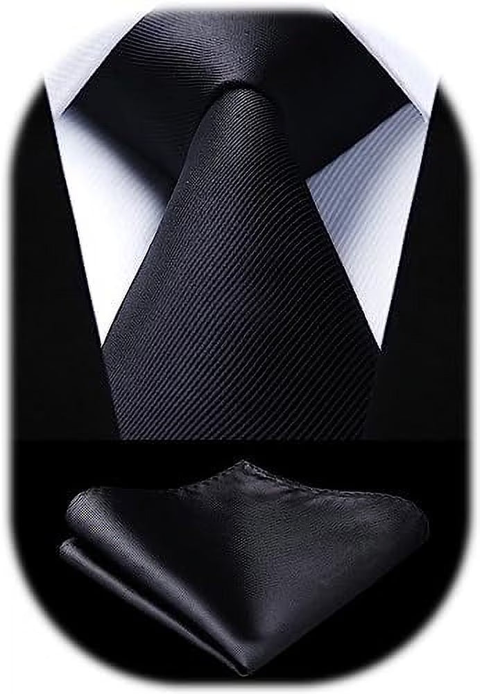 HISDERN Solid Color Ties for Men Business Tie and Pocket Square Set Classic Satin Mens Wedding Necktie,green Emerald Dark