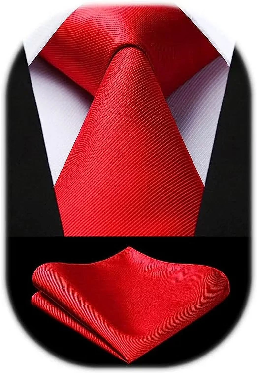 HISDERN Solid Color Ties for Men Business Tie and Pocket Square Set Classic Satin Mens Wedding Necktie,green Emerald Dark