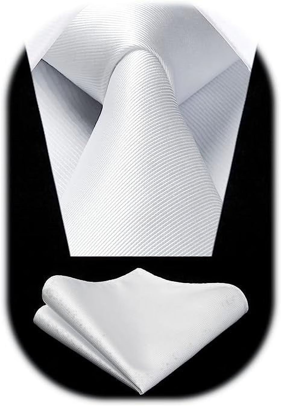 HISDERN Solid Color Ties for Men Business Tie and Pocket Square Set Classic Satin Mens Wedding Necktie,green Emerald Dark