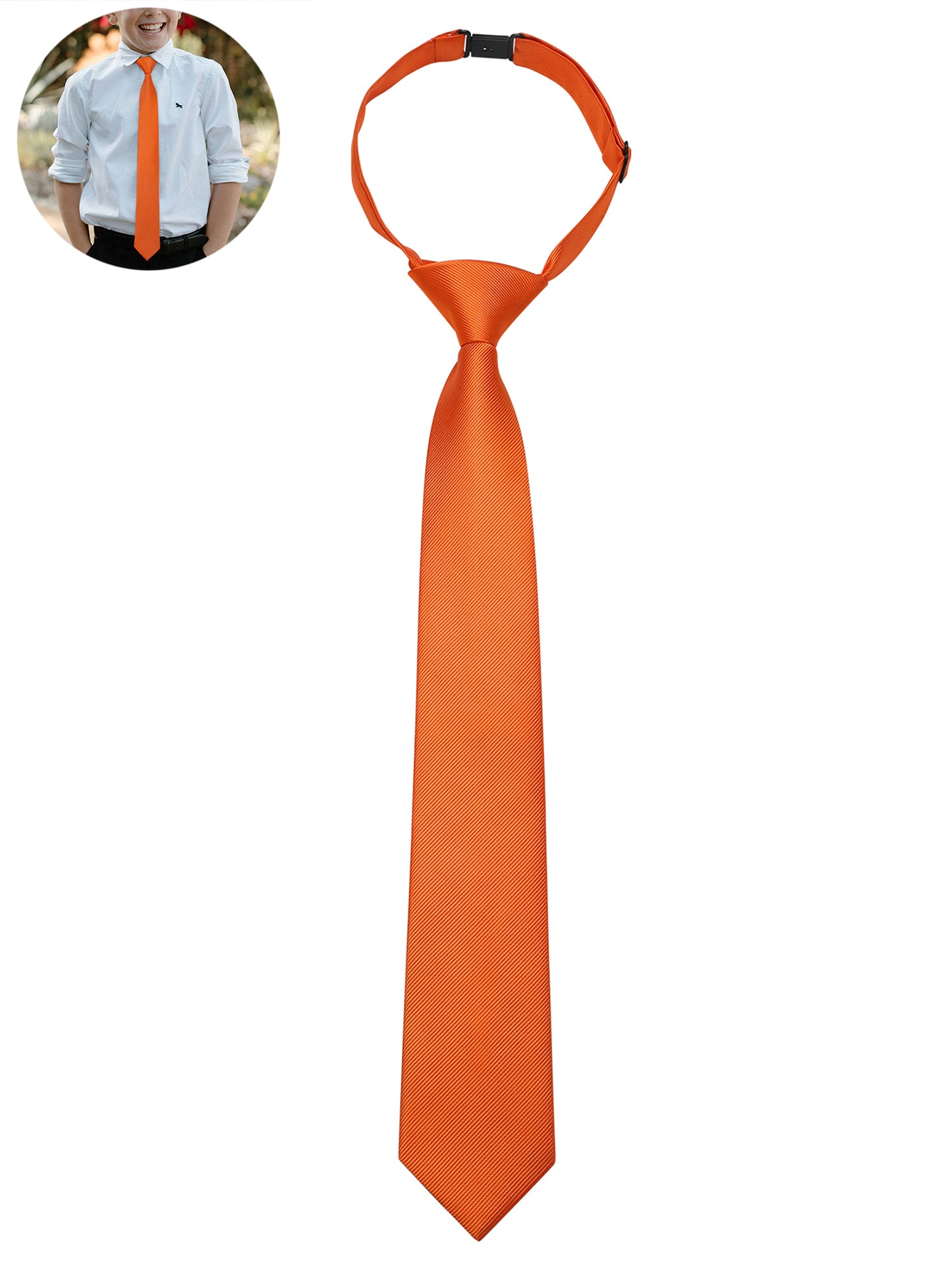 Black Boys Ties Formal Pre-Tied Necktie for Age 8-12 Classic Adjustable Ties for Wedding Graduation