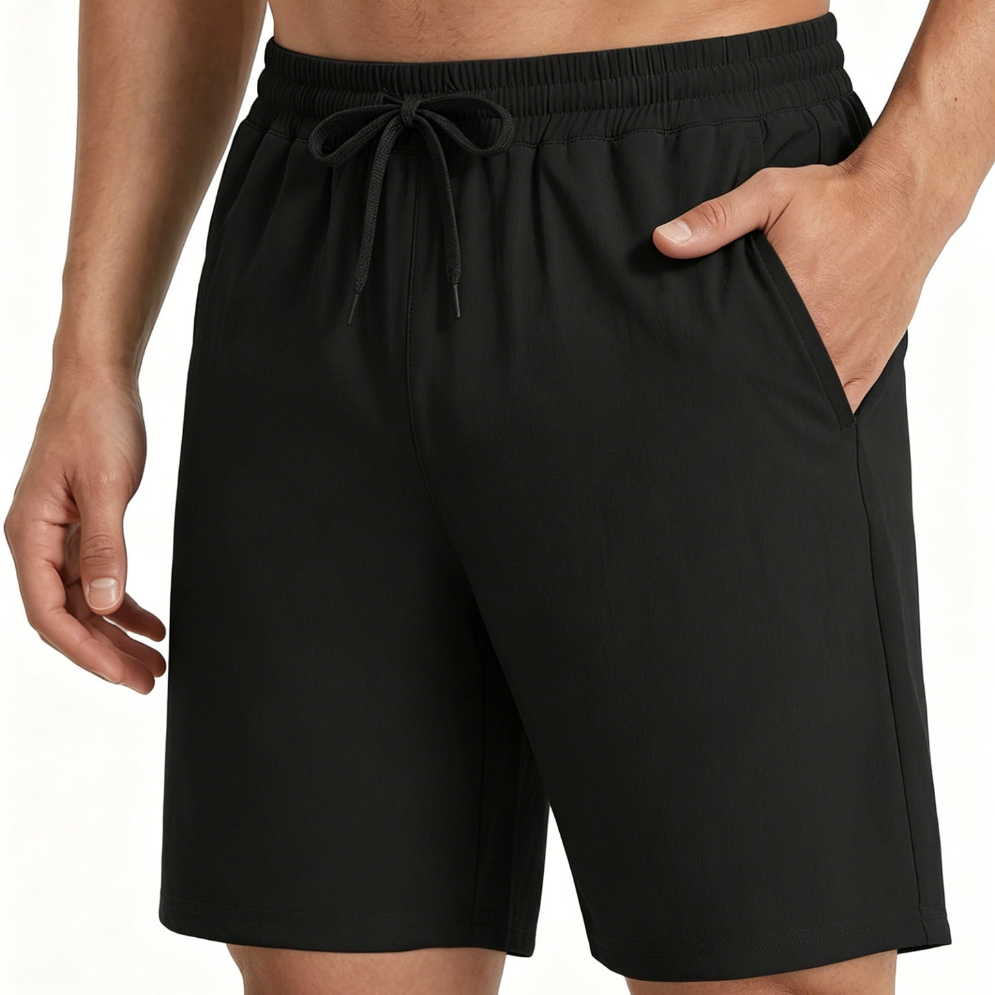 HISDERN Men's Casual Shorts 7 Inch Inseam Drawstring Elastic Waist Athletic Shorts with Pockets