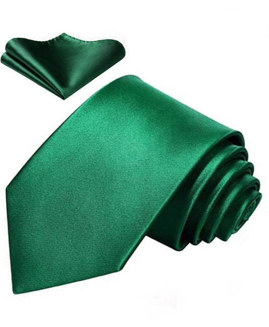 Hot Pink Mens Ties Classic Satin Necktie & Pocket Square Set with Gift Box Business Wedding Silk Tie