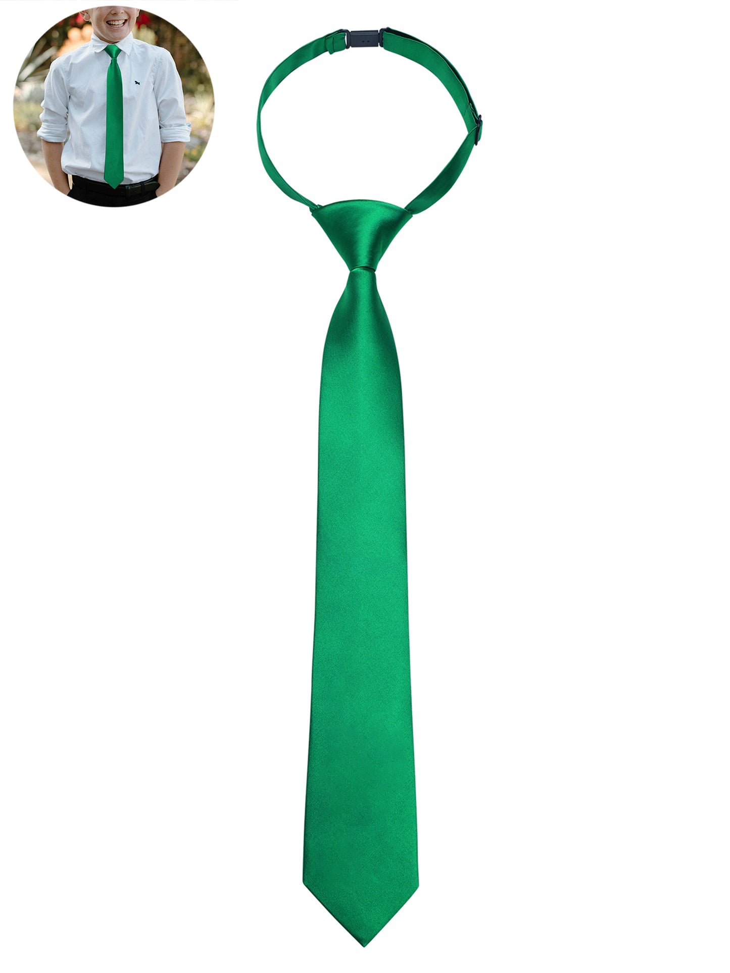 Black Boys Ties Formal Pre-Tied Necktie for Age 8-12 Classic Adjustable Ties for Wedding Graduation