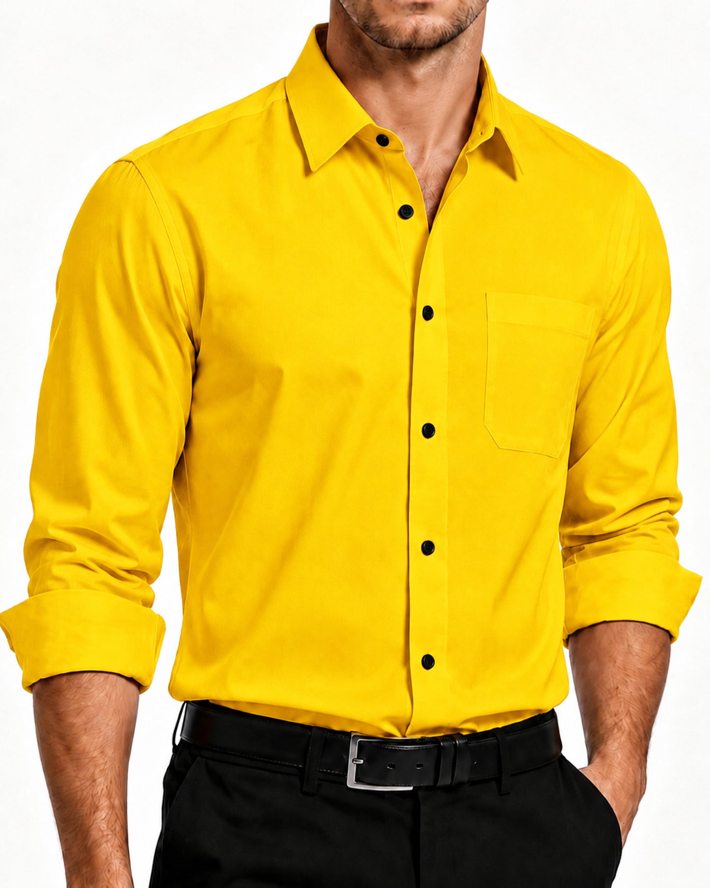 HISDERN Mens Dress Shirts Long Sleeve Button Down Shirts Casual Solid Formal Business Shirt